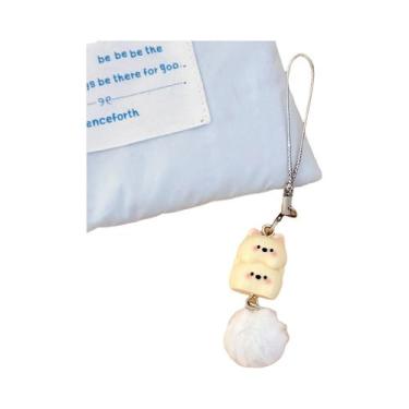 Imagem de Pingente De Bola De Pelúcia De Cachorrinho Empilhado Fofo Para Celular