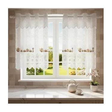 Imagem de Cortina Pia com Bando Vitro Real Renda Cozinha 1,60x0,80x0,20 - Interl