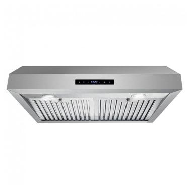 Imagem de Coifa de embutir sob gabinete 76cm Cosmo inox Haven 380 m³/h filtros baffle LED comando touch 110V