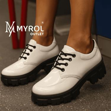 Imagem de Sapato De Amarrar Tratorado Oxford Chunky Casual Branco