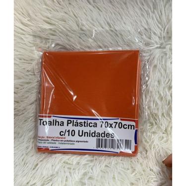 Imagem de Kit Toalha de Mesa Plástica Lisa Quadrada 70x70cm com 10 Unidades Laranja para Festa e Casamento OEM