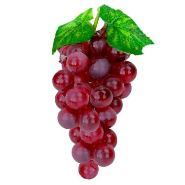 Imagem de Kit 12 Cachos de Uvas Avermelhadas Fruta Artificial de Silicone 18CM para Arranjos, Fruteiras e Porta-guardanapos