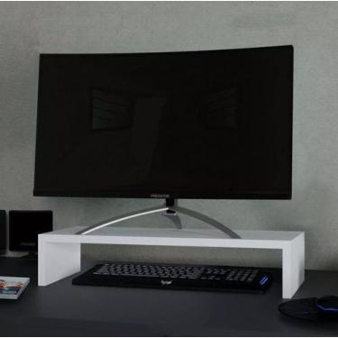 Imagem de Base para Monitor MDF 53cm Branco Home Office Mesa Gamer Ergonômico Su