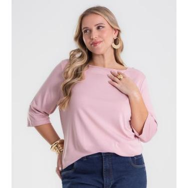 Imagem de Blusa Feminina Manga 3/4 Plus Size Secret Glam Rosa, Plus G3, Rosa