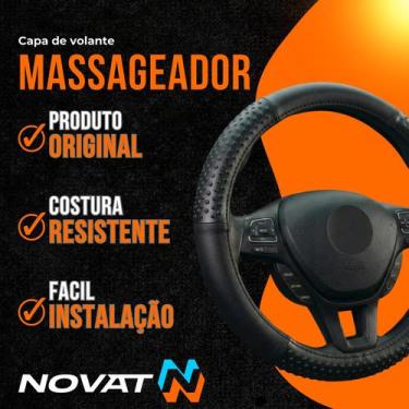 Imagem de Capa de volante com massageador preto carros de passeio para volante u
