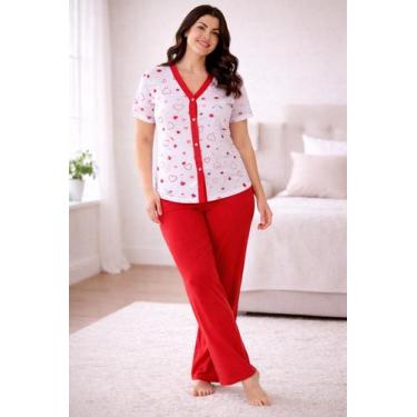 Imagem de Pijama Feminino Aberto Manga Curta e Calça Confortável - Sem marca, Ve