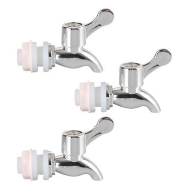 Imagem de Kit 3 Torneiras Para Suqueira Dispenser Plástico Prata Luxo Filtro Com