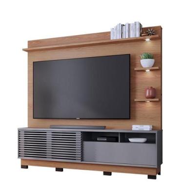Imagem de Estante Home Theater Campeche Com Pés Freijó Cinza Acetinado - Colibri