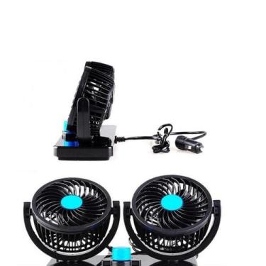 Imagem de Ventilador Automotivo Duplo 12V Rotativo Carro Caminhão Van Silencioso