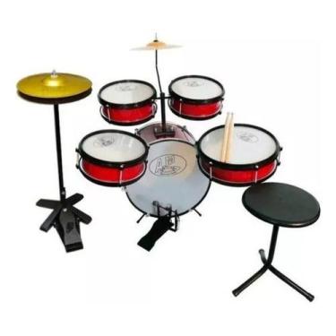 Imagem de Bateria Infantil Rock Baby Am 2 Ton Profissional C/ Chimbal, Vermelho