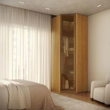 Imagem de Guarda Roupa Modular 1 Porta Reflecta Canto 45 Altezza Belmax Cor:Bran