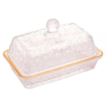 Imagem de Manteigueira Cristal Fio De Ouro Com Tampa Petra 17cm - Lyor