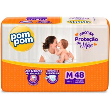 Imagem de Fralda Pom Pom Protek Proteção de Mãe Mega M 48 Unidades