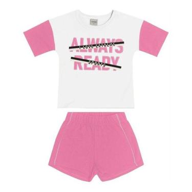 Imagem de Conjunto Infantil Menina Roupa Bermuda Short Camiseta Verão - Rovitex 