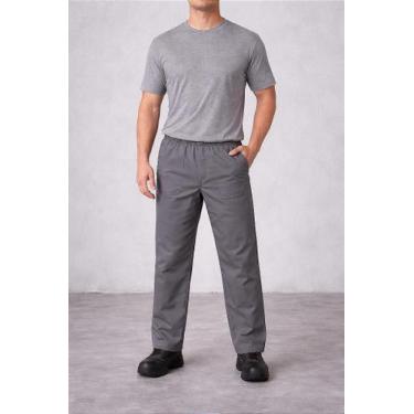 Imagem de Calça Uniforme Brim Pesado com Elástico e Bolsos - Cinza - Tamanhos EG