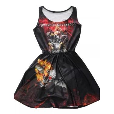 Imagem de Vestido Avenged Sevenfold Godê Rodado personalizado feminino banda de 