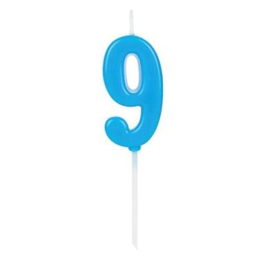 Imagem de Vela de Aniversário Número 9 Azul 4,5 cm Silver Plastic