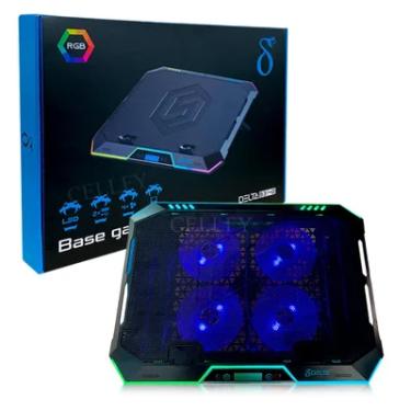 Imagem de Base Gamer Refrigerada Aitek Para notebook, LED, RGB, 4 FANS RPM USB