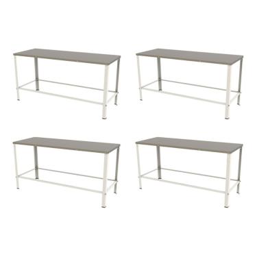 Imagem de Kit 4 Mesa Panificadora Desmontável MBR-015 com Tampo Inox e Estrutura Branco Braesi