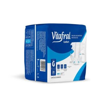 Imagem de Fralda Descartável Geriátrica Vitafral Confort G 20 Unidades