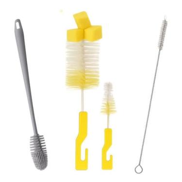 Imagem de Kit 4 Escovas Para Lavar Mamadeira Copo Canudo Garrafa - Genérica, Ama