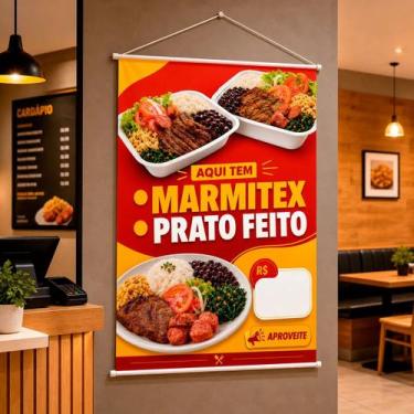 Imagem de Banner 40x60cm Divulgação Marmitex Prato Feito Sem Personalização Lona