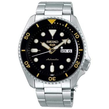 Imagem de Seiko Relógio masculino 5 facelift, 10 bares, resistente à água, calendário, mostrador Srpd55K2, preto, preto/prata escuro, 7K1, esportivo