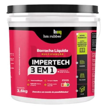 Imagem de Borracha Líquida Impertech 3 em 1 da marca Hm Rubber 3,6kg Cinza
