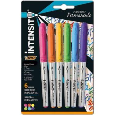 Imagem de Pincel permanente Marking Intensity Color com 6 cores 891633 - Bic