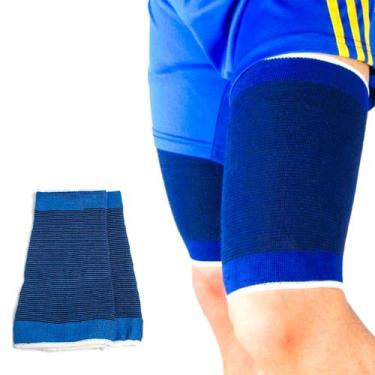 Imagem de Par Coxal Elastico Suporte Coxa Compressão Evita Distensões COR:AZUL -