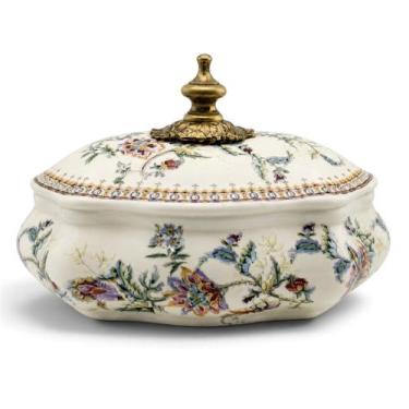 Imagem de Porta-Joias de Porcelana com Estampa Floral Clássica A: 22cm L: 18cm P