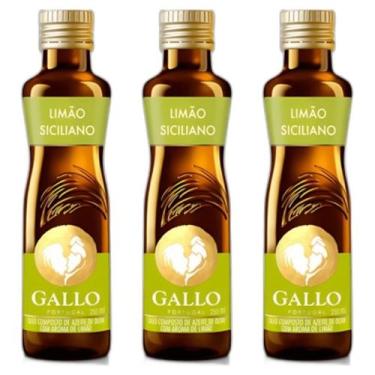 Imagem de Kit 03 Azeite Gallo Extra Virgem Limão Siciliano Vidro 250 ml