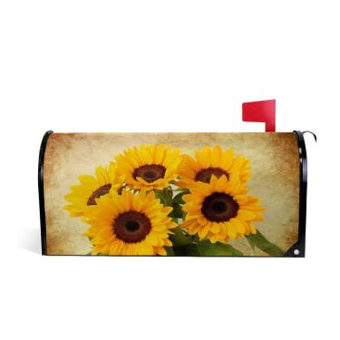 Imagem de My Little Nest Capa magnética para caixa de correio Blooming of Sunflowers, decoração de casa de boas-vindas para tamanho padrão 52,6 x 45,8 cm, capa de poste, decoração de jardim ao ar livre