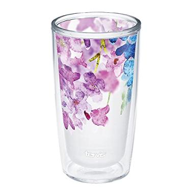 Imagem de Tervis Feito nos EUA com parede dupla aquarela floral roxo - copo com isolamento de cristal mantém as bebidas frias e quentes, 473 ml, lilases aquarela