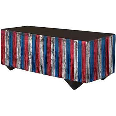 Imagem de Forum Novelties Party Supplies Saia de mesa com franjas de tinsel, 144 x 29, vermelho/prata/azul
