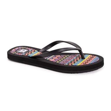 Imagem de MUK LUKS Sandália rasteira feminina Shayna Terra Turf-Preta, Preto/Multi, X-Large