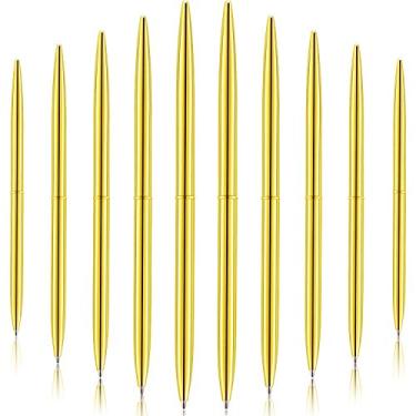 Imagem de Conjunto de canetas metálicas de tinta preta leve, 30 peças, douradas, esferográficas, para suprimentos de escritório