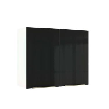 Imagem de Armário Aéreo Madesa Lux 80cm 2 Portas Branco Preto
