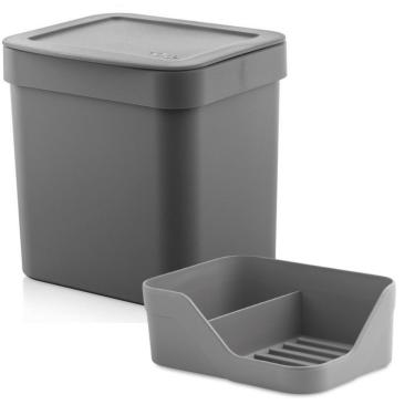 Imagem de Kit Cozinha Organizador Pia Porta Detergente Bucha + Lixeira 4,7 Litros - Ou