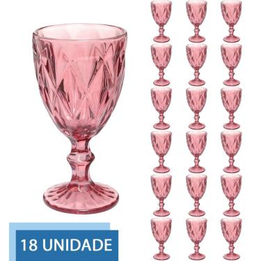 Imagem de Conjunto 18 Copos Lilás Taças Diamante Para Agua Vinho 300ml