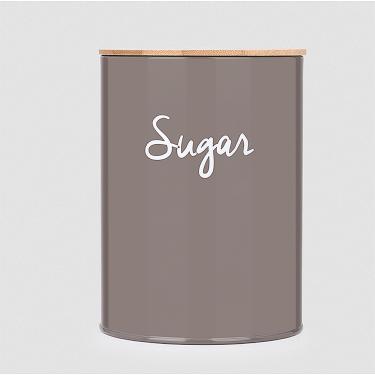 Imagem de Pote Açucar Lata Metal Tampa Bambu Cinza Warm Gray Canister Haus 