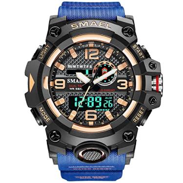 Imagem de Relógios Militares Masculinos, Relógios Analógicos e Digitais Masculinos, Relógios Esportivos, Relógios LEDs à prova d'água Relógios Casuais Digitais de Luxo (Azul)