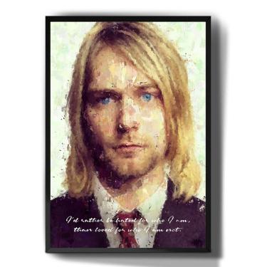Imagem de Quadro decorativo Emoldurado Pintura Kurt Cobain Nirvana Rock para sala quarto