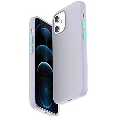 Imagem de HAODEE Capa para Apple iPhone 12 (2020) 6,1 polegadas, capa protetora para telefone à prova de choque de silicone líquido translúcido [proteção de tela e câmera] (cor: cinza)