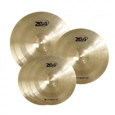 Imagem de Kit de Pratos Zeus Hybrid Set C 14`` 16`` 20`` - Com Bag