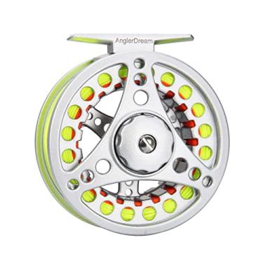 Imagem de Angler Dream AnglerDream 1 2 3 4 5 6 7 8WT carretel de voo com combo de linha grande Arbor carretéis de pesca de mosca de alumínio, Fluo Yellow Fly Line, 1/2WT Fly Reel with Line Combo