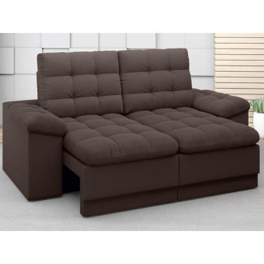 Imagem de Sofá Confort 1,80m Assento Retrátil e Reclinável Velosuede Chocolate - netsofas
