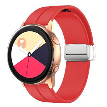 Imagem de Para Galaxy Watch 5 40mm 44mm/5 Pro 45mm/Galaxy Watch 4 de 40mm e 44mm/Galaxy Watch 4 Classic 42mm 46mm/3 41mm/Active 2 40mm 44mm, pulseira de silicone de 20mm pulseira esportiva para mulheres e homens, vermelha