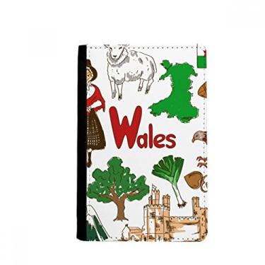 Imagem de Wales Landscap Porta-passaporte bandeira nacional do Reino Unido Notecase Burse capa carteira porta-cartão, Multicolor