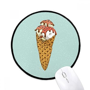 Imagem de Mouse pad redondo de mesa com cones de ovo vermelho e branco para computador